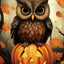 Decoración vertical Halloween búho calabaza hojas 28x40pulg