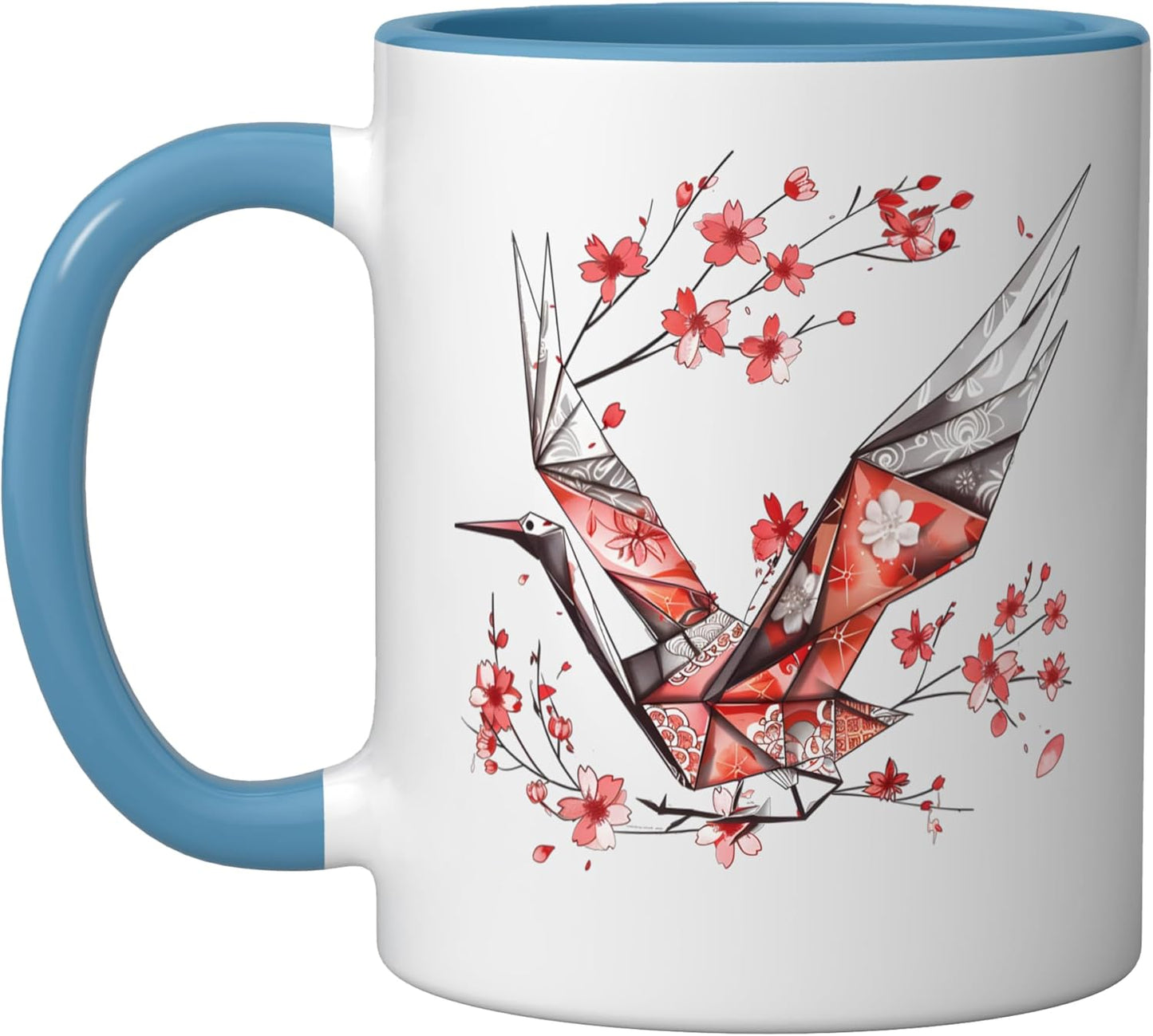 Taza Cerámica Origami Cisne Rojocoronado Azul/Blanco