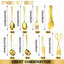 Set 32 Utensilios Acero Inox para Servir Dorado