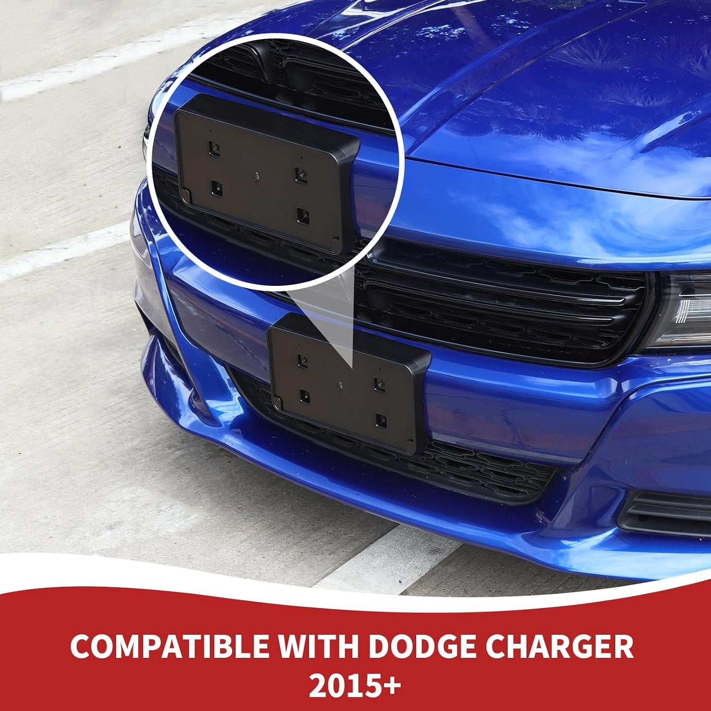 Soporte placa matrícula Dodge Charger 2015-24 negra