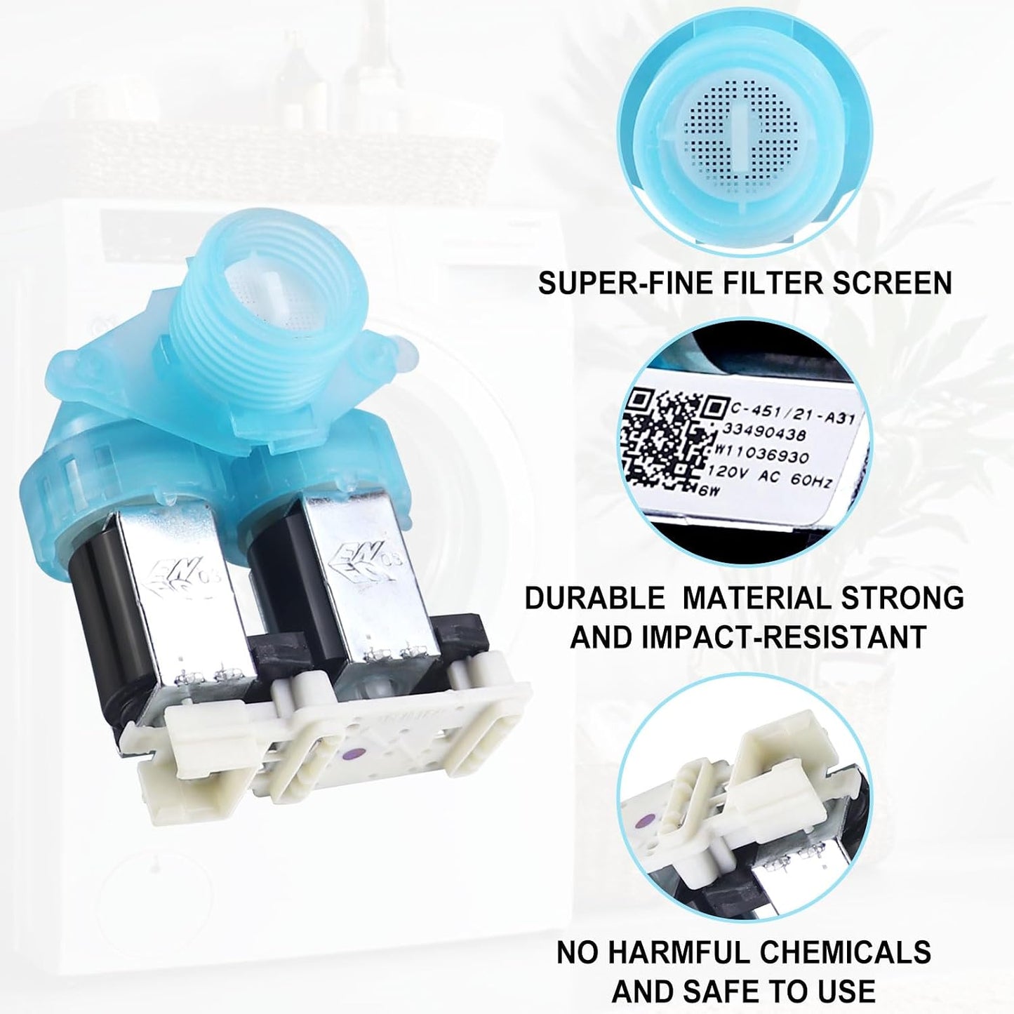 Válvula agua fría lavadora comp Whirlpool Inglis Maytag