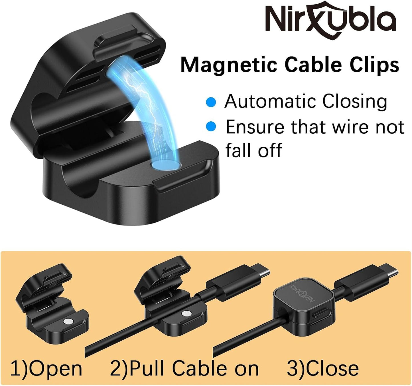 9 Clips magnéticos para cables adhesivo mejorado