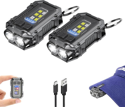 Pack 2 Llaveros EDC con Luz Clip Sombrero Magnética