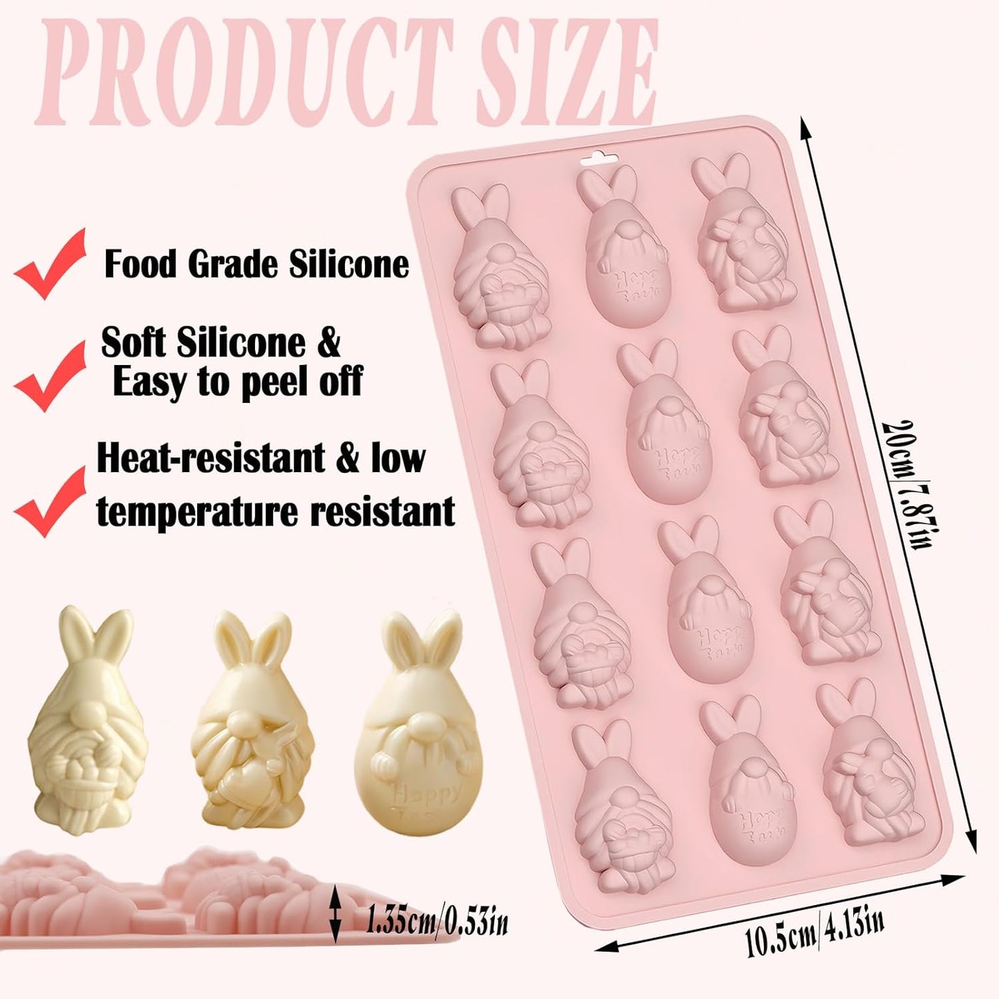 2 Moldes Silicona 3D Conejo Pascua 12 Cavidades Antiadherentes