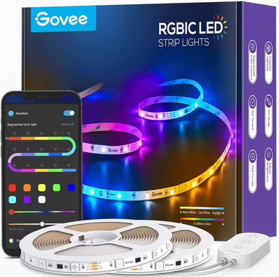 Tira luces LED RGBIC control app Bluetooth 65.6pies