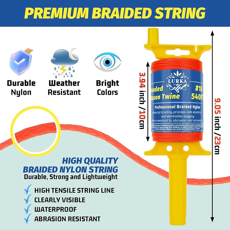 Cuerda trenzada nailon naranja fluorescente 540ft 8unid