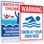 2 Carteles Aluminio Piscina 14x10" No Bucear