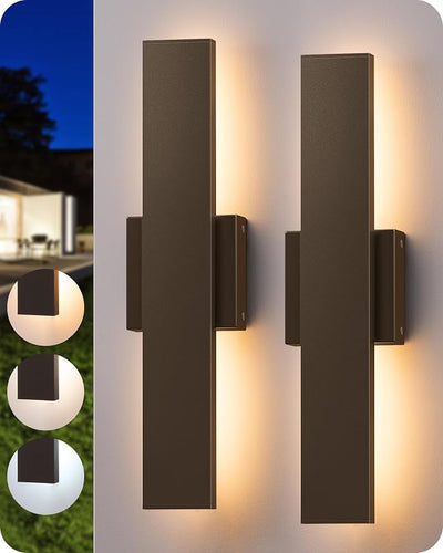 2 Luces pared LED exterior moderna rectangular 15.7 bronce