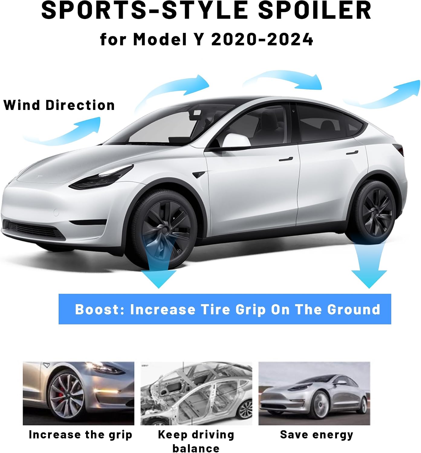 Alerón Tesla Model Y Performance Fibra Carbono Mate