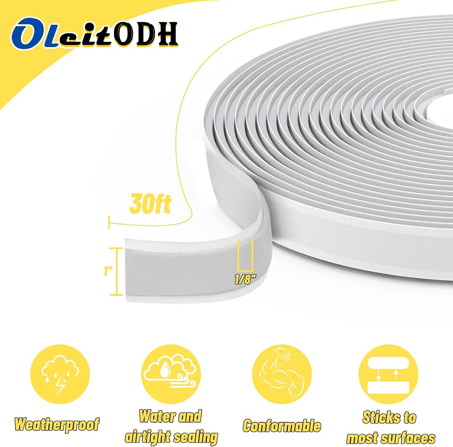 Cinta butilo gris 1" x30ft set4 sellado ventanas