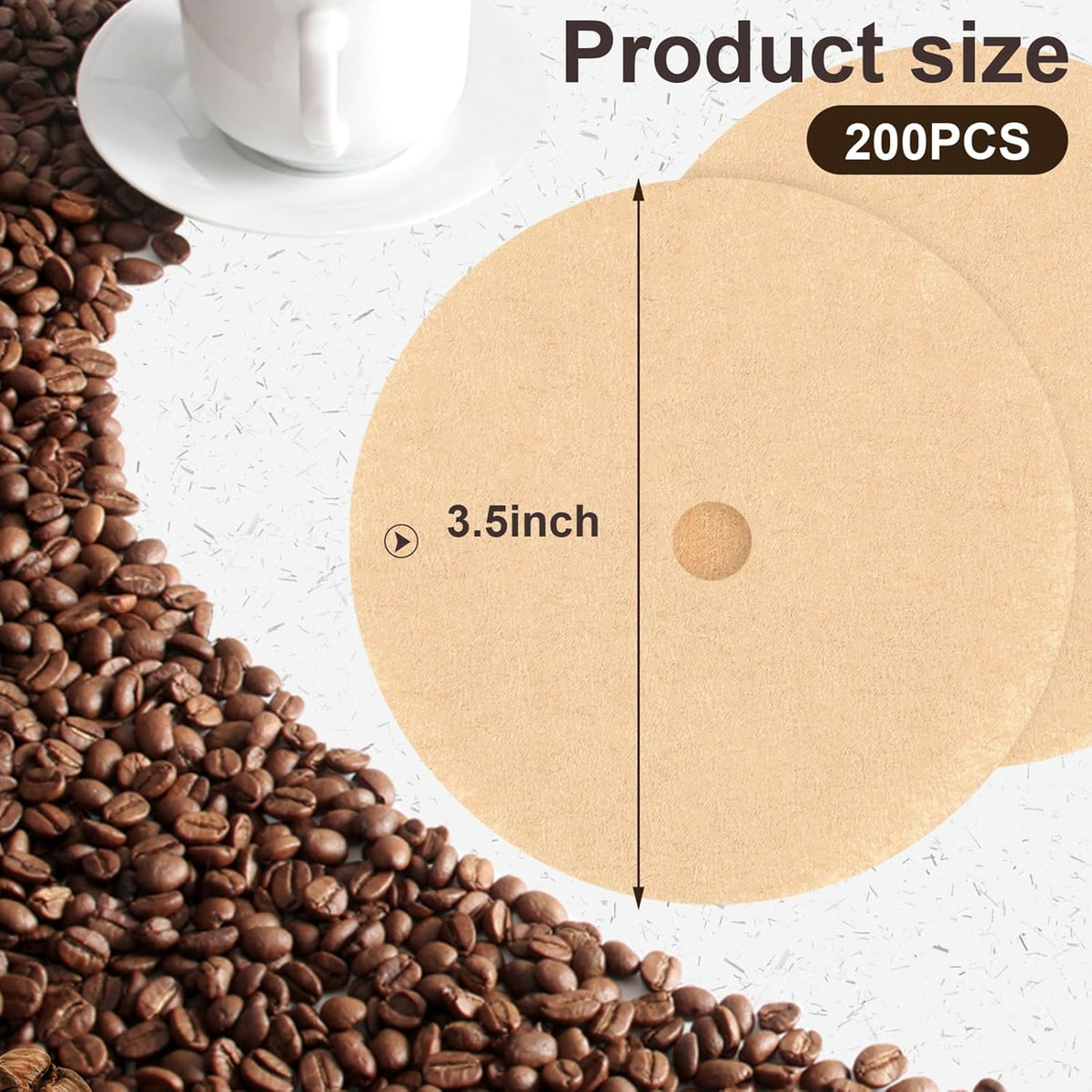 Filtros de café para percolador 3.5in 200 piezas sin blanquear
