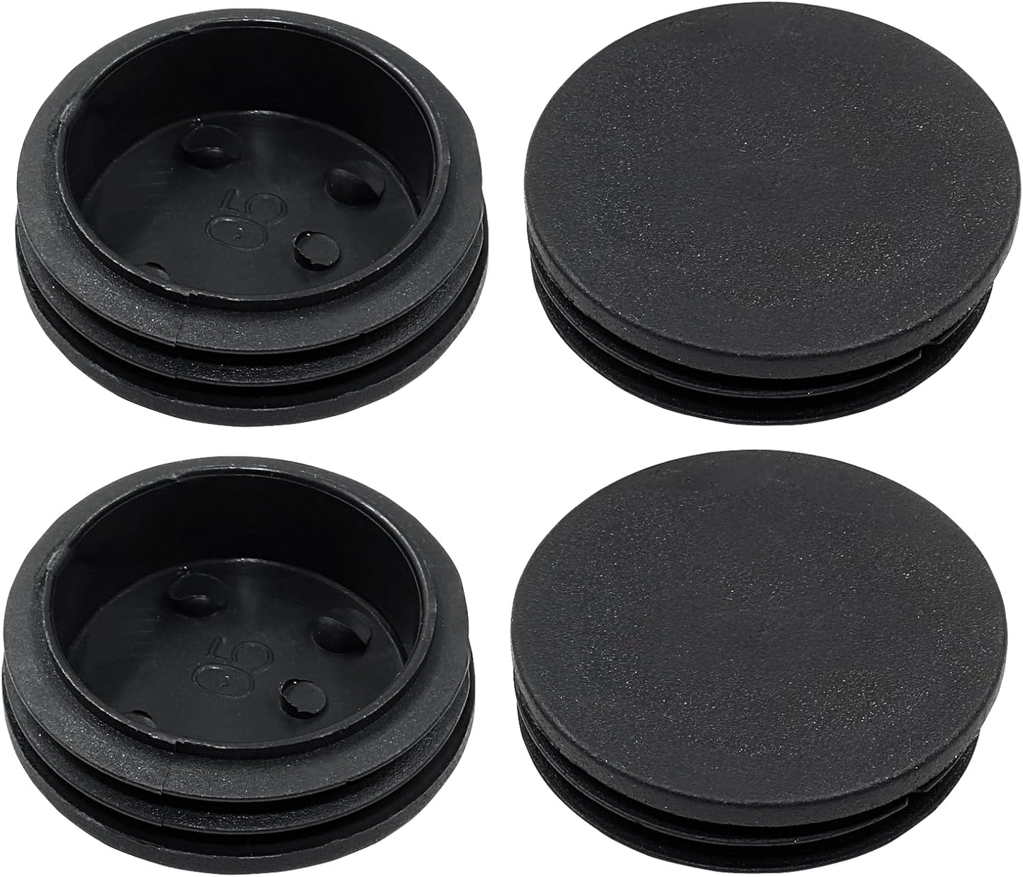 4 Tapones Plástico 2" para Tubo Muebles Poste Negro