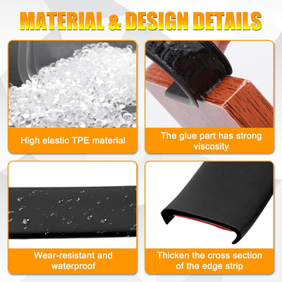 Bandas borde U para muebles 0.47pulg x20ft marrón duradero