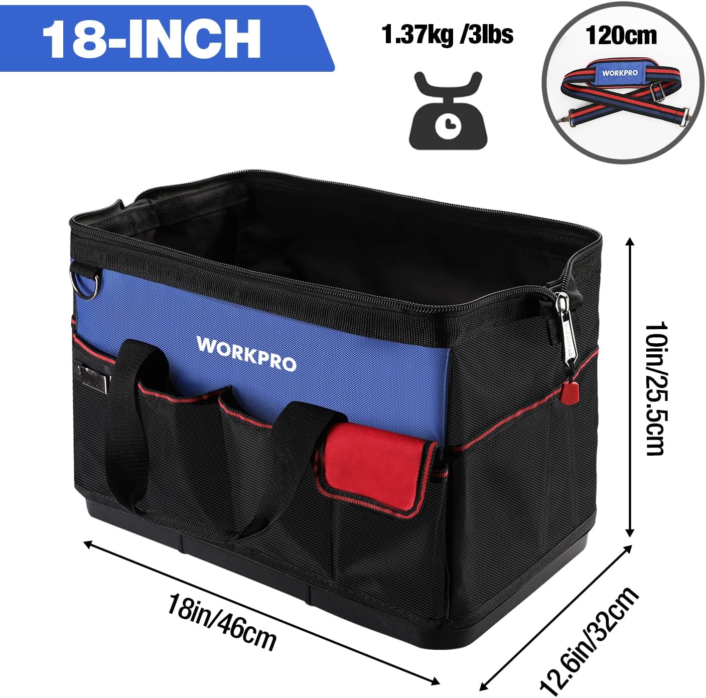 Bolsa herramientas 18pulg 20 bolsillos correa ajustable