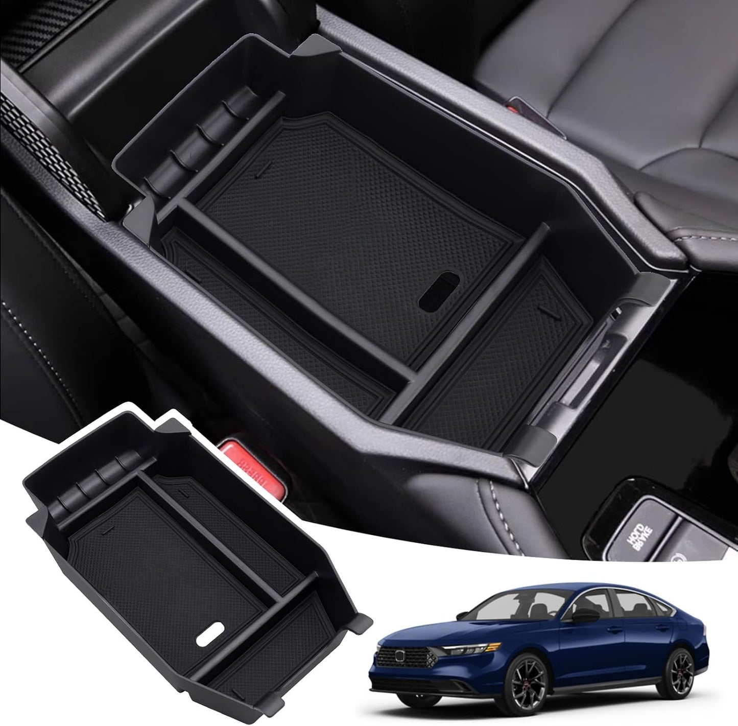 Organiz. consola Honda Accord reposabrazos antiderrap negro