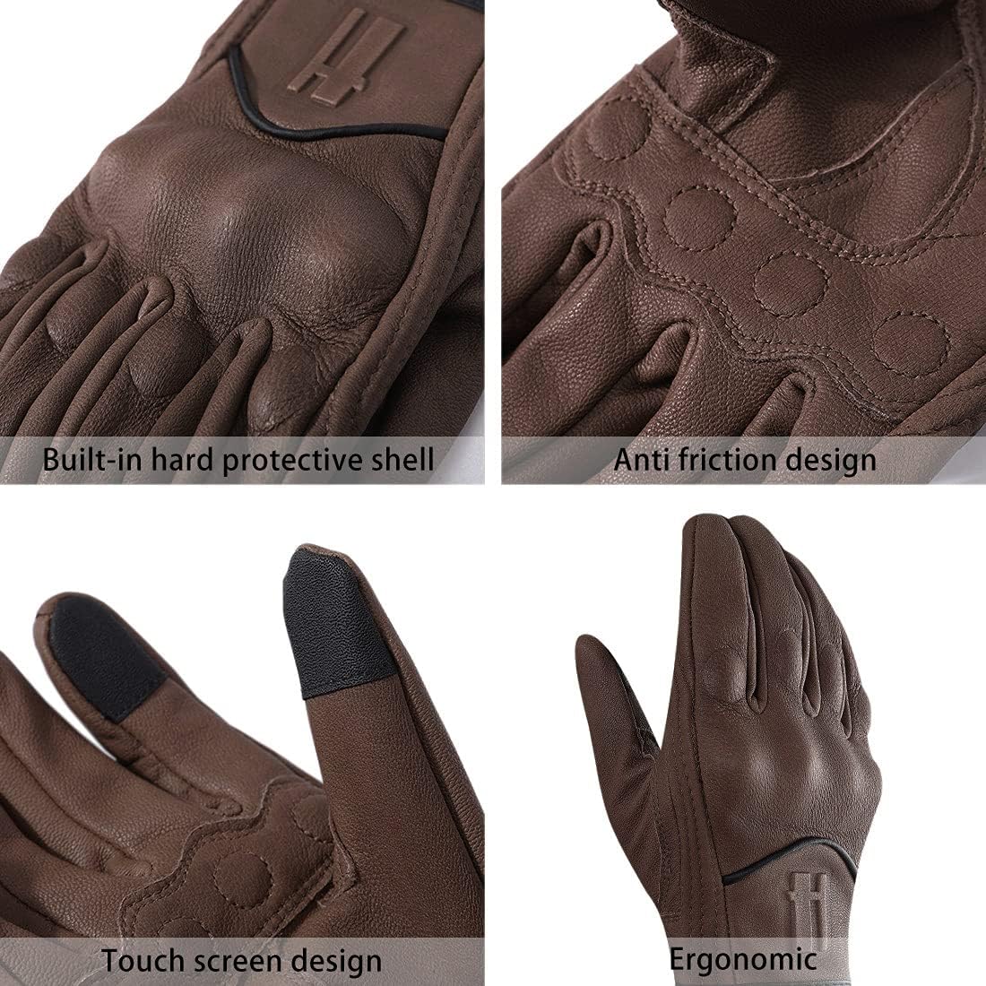 Guantes moto cuero hombre invierno pantalla táctil