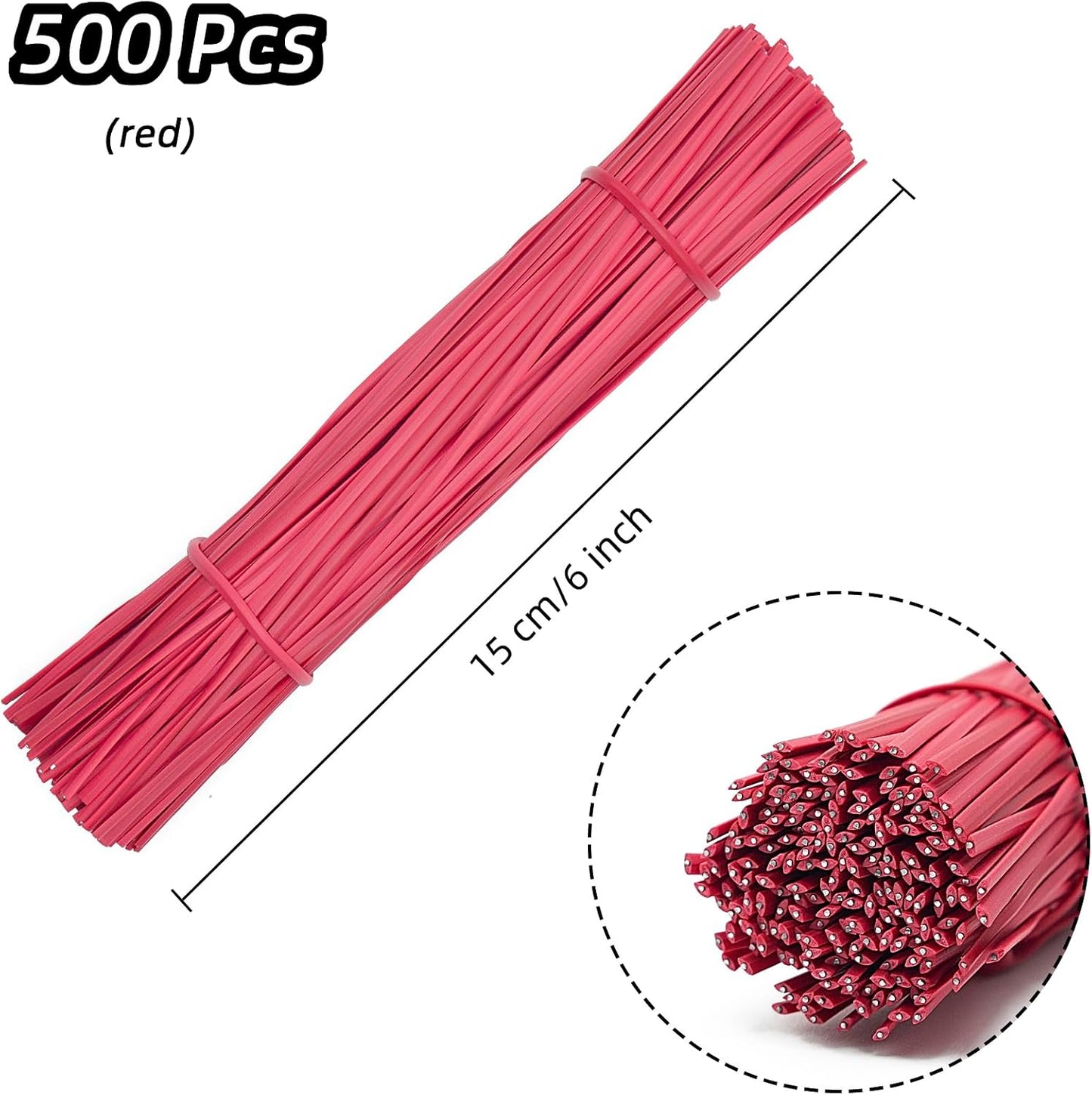 Lazos plástico rojo 6pulg reutilizables 500uds