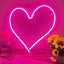 Letrero neón corazón rosa LED 13.4x13pulg regulable USB