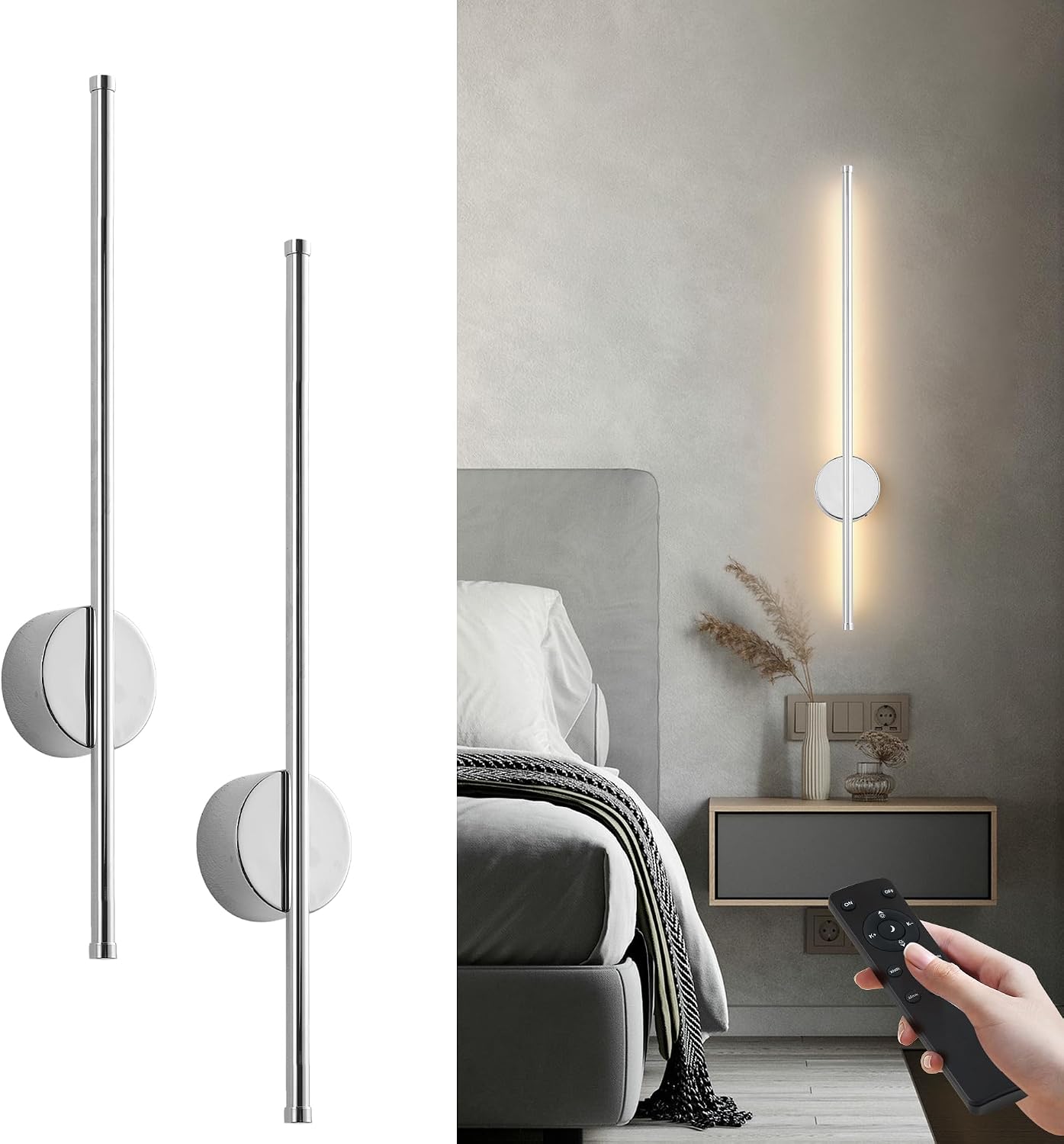 Apliques pared LED inalámbricos recargables con control