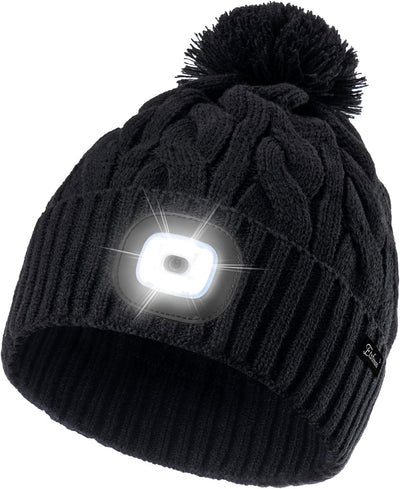 Gorro invierno unisex con linterna USB recargable