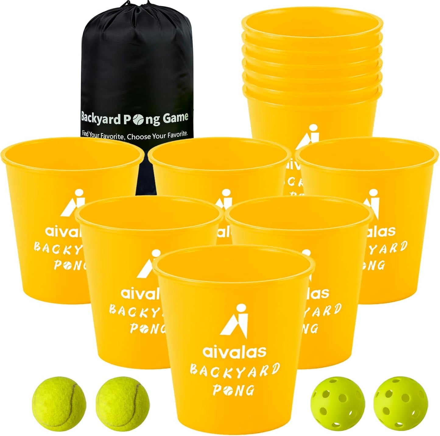 Set Yard Pong 12 cubos y pelotas para adultos