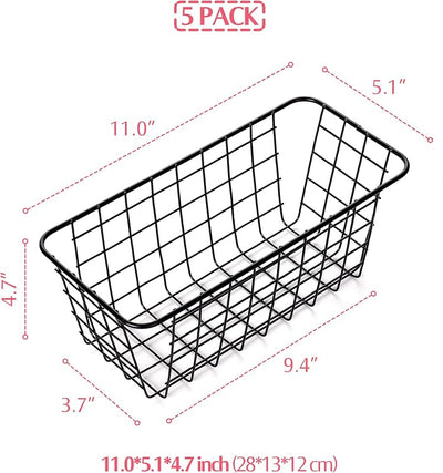 5 Cestas Almacenamiento Alambre para Hogar Cocina Baño
