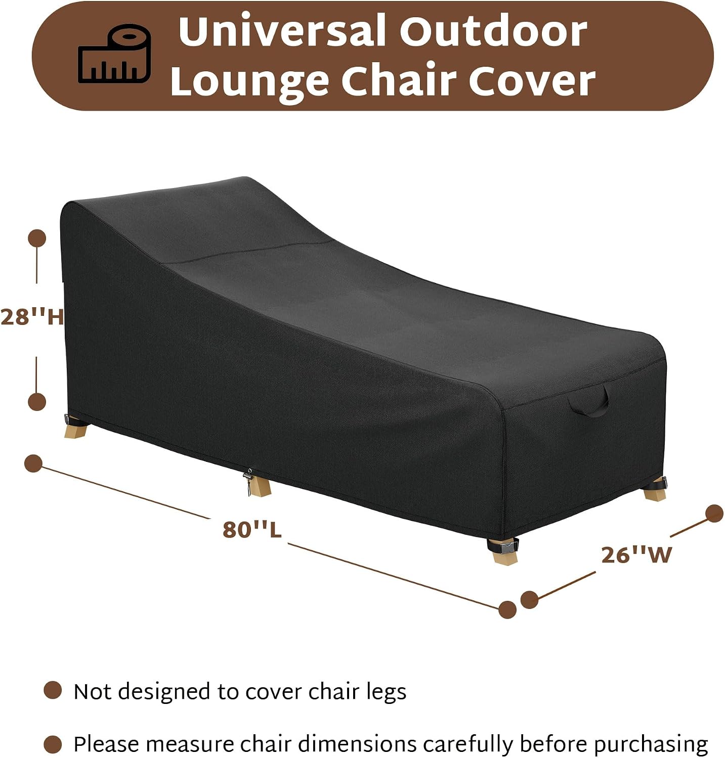 Funda silla tumbona exterior 80x26x28" impermeable 2uds