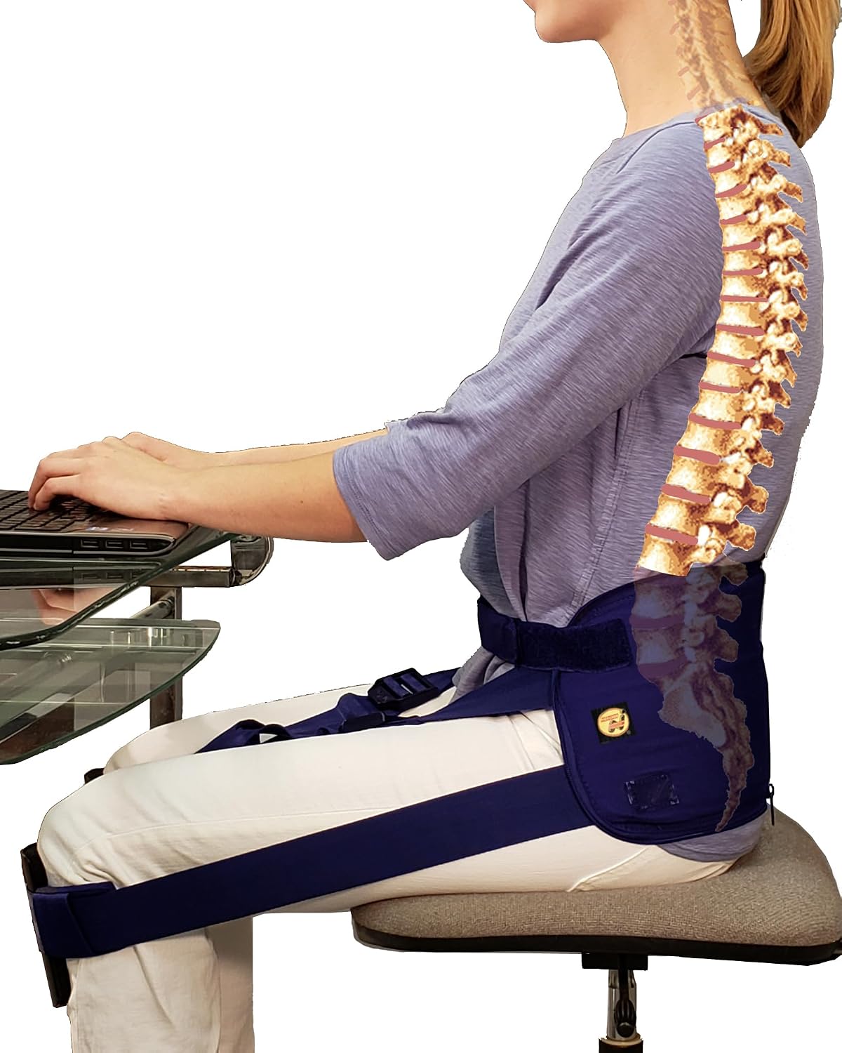 Respaldos con soporte espalda y corrector postura azul