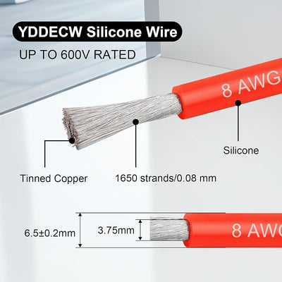 Cable silicona 8 AWG 15 ft cobre estañado rojo y negro