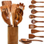 Set 10 Pzas Utensilios Madera Teca Natural Antiadherente