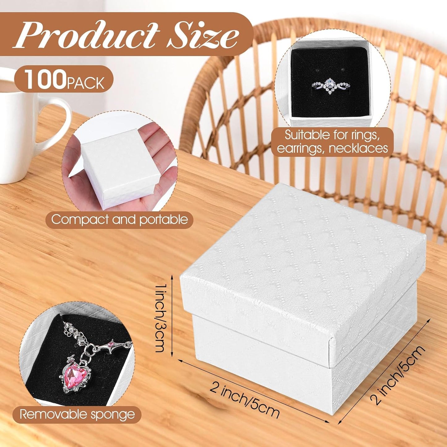 Caja regalo anillos 100 pzas con terciopelo