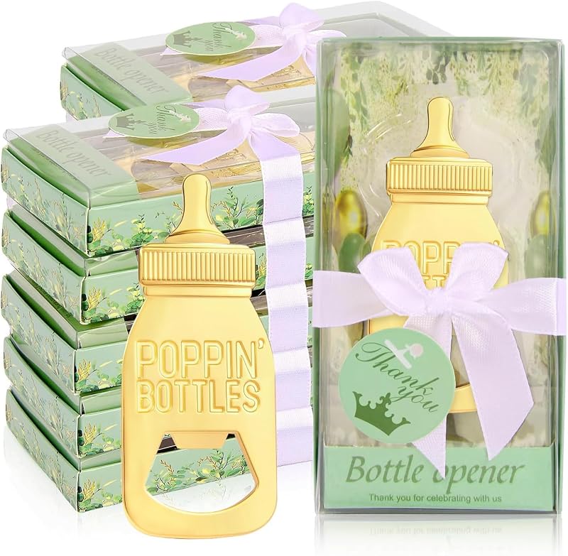 50 Abrebotellas para Baby Shower Ducha Boda Caja Verde