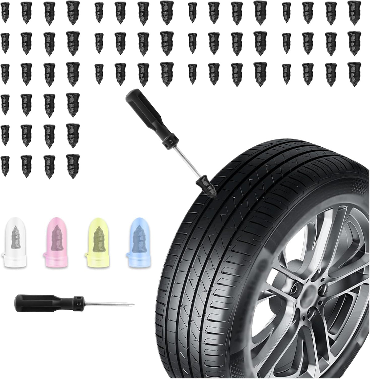 Kit 60 tapones neumáticos atornillados 4 tamaños