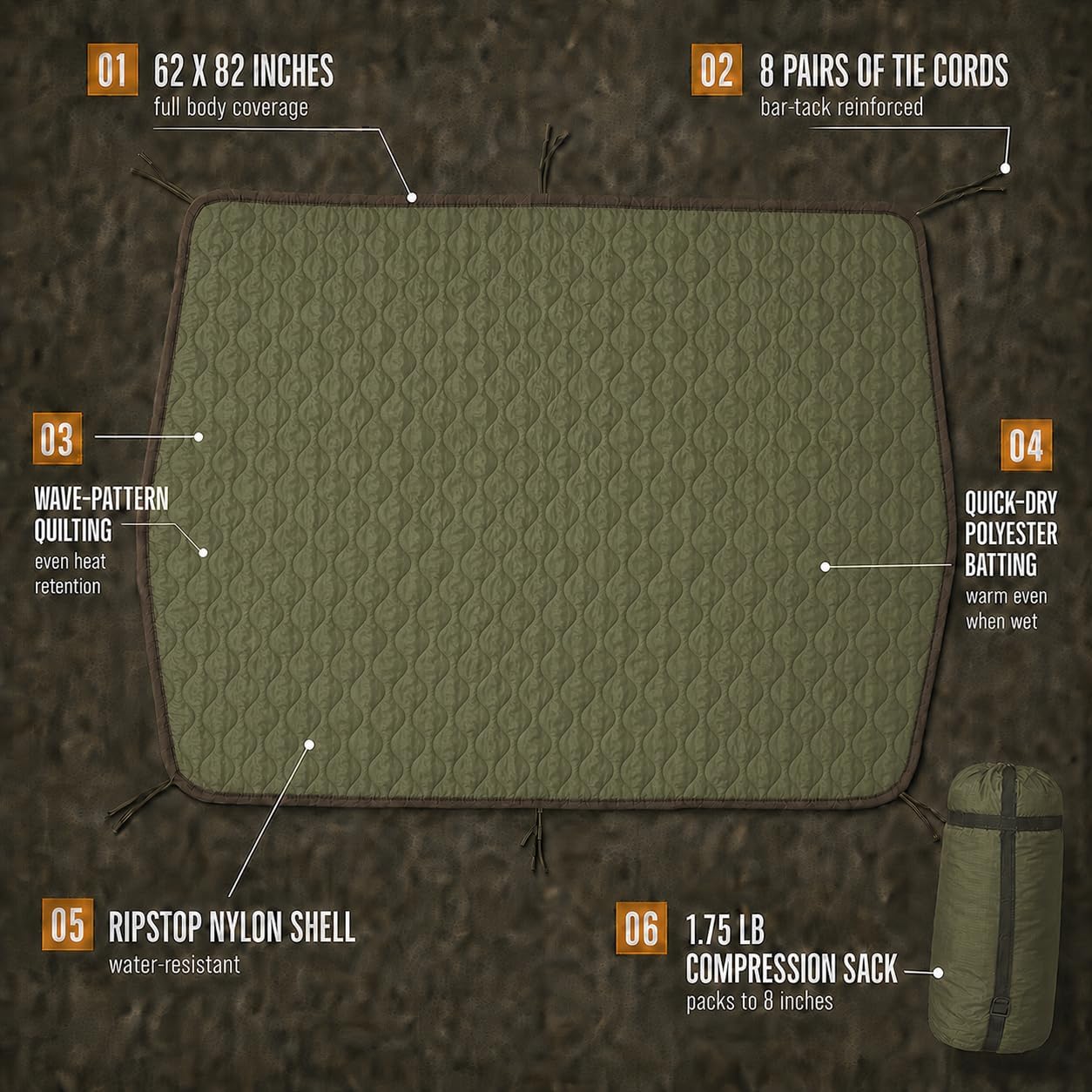 Manta militar woobie aislante resistente campamento
