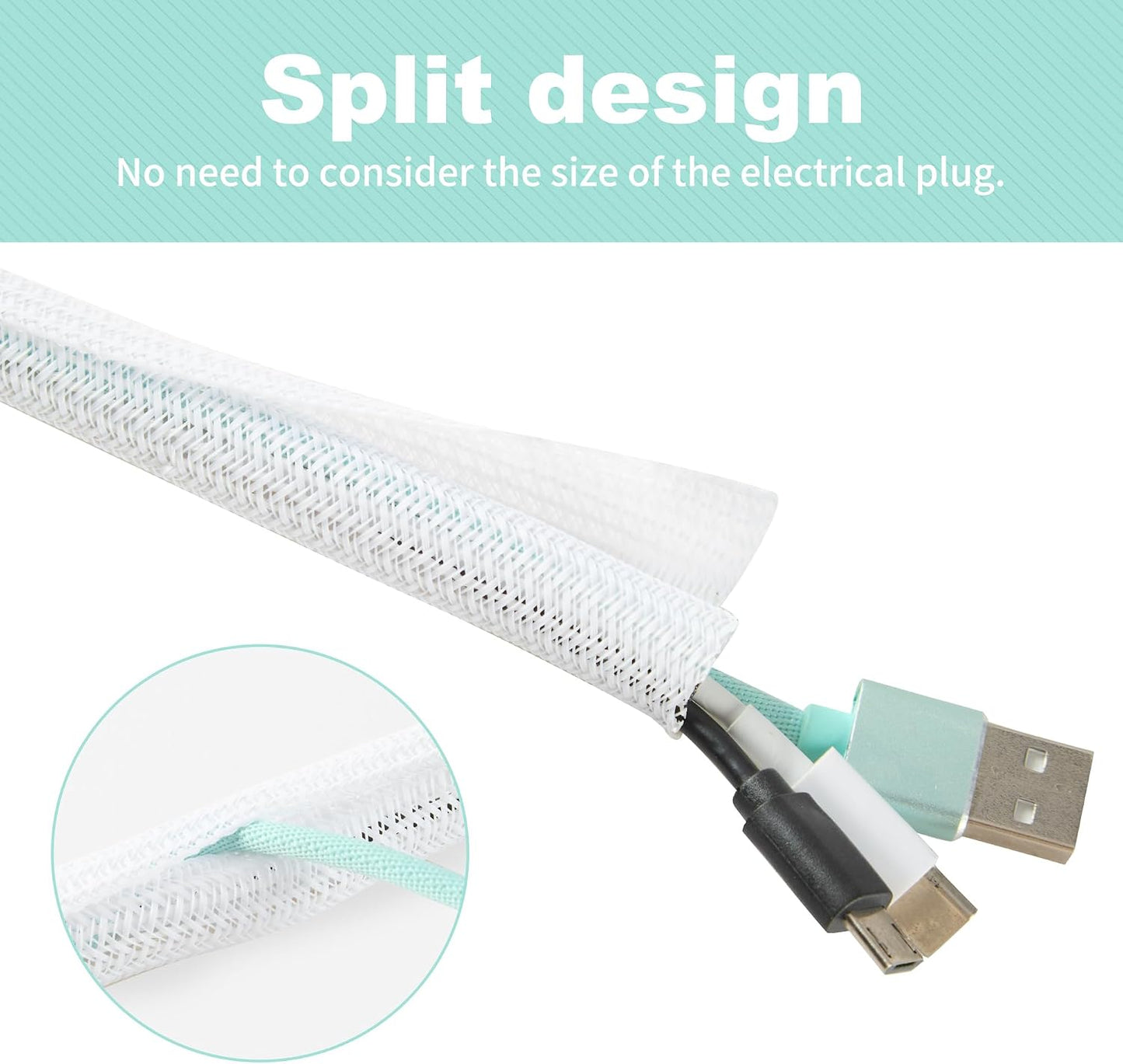 Funda cables blanca 50pulg tubo protector poliéster ignífugo