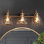 Luces tocador 3 luces vidrio texturizado estilo mid century