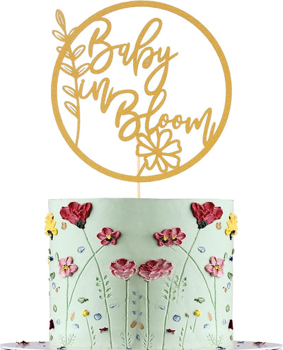 Decoración tarta baby shower floral revelación género