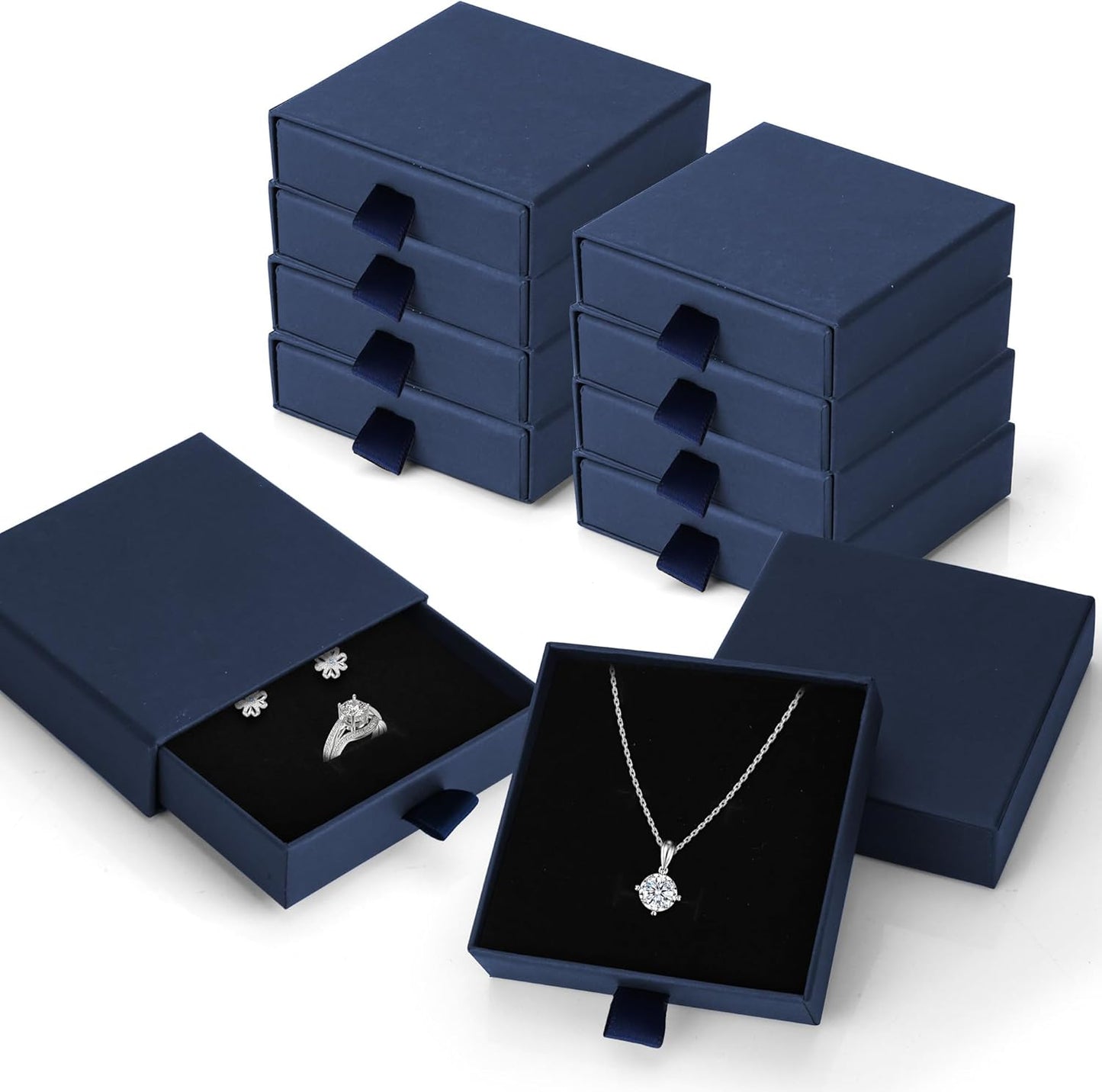 10 Cajas Regalo Cartón con Espuma 3.5x3.5" para Joyas