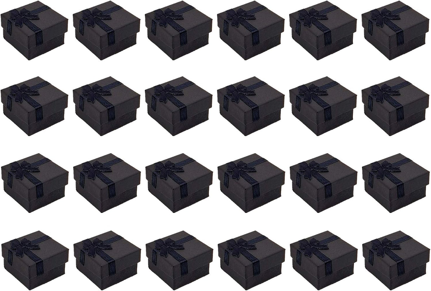 24 Cajas Regalo Negro Cartón Duro 1.6x1.6pulg Joyas