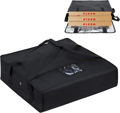 Bolsa térmica aislada para pizza y alimentos 20x20x6 pulgadas negra