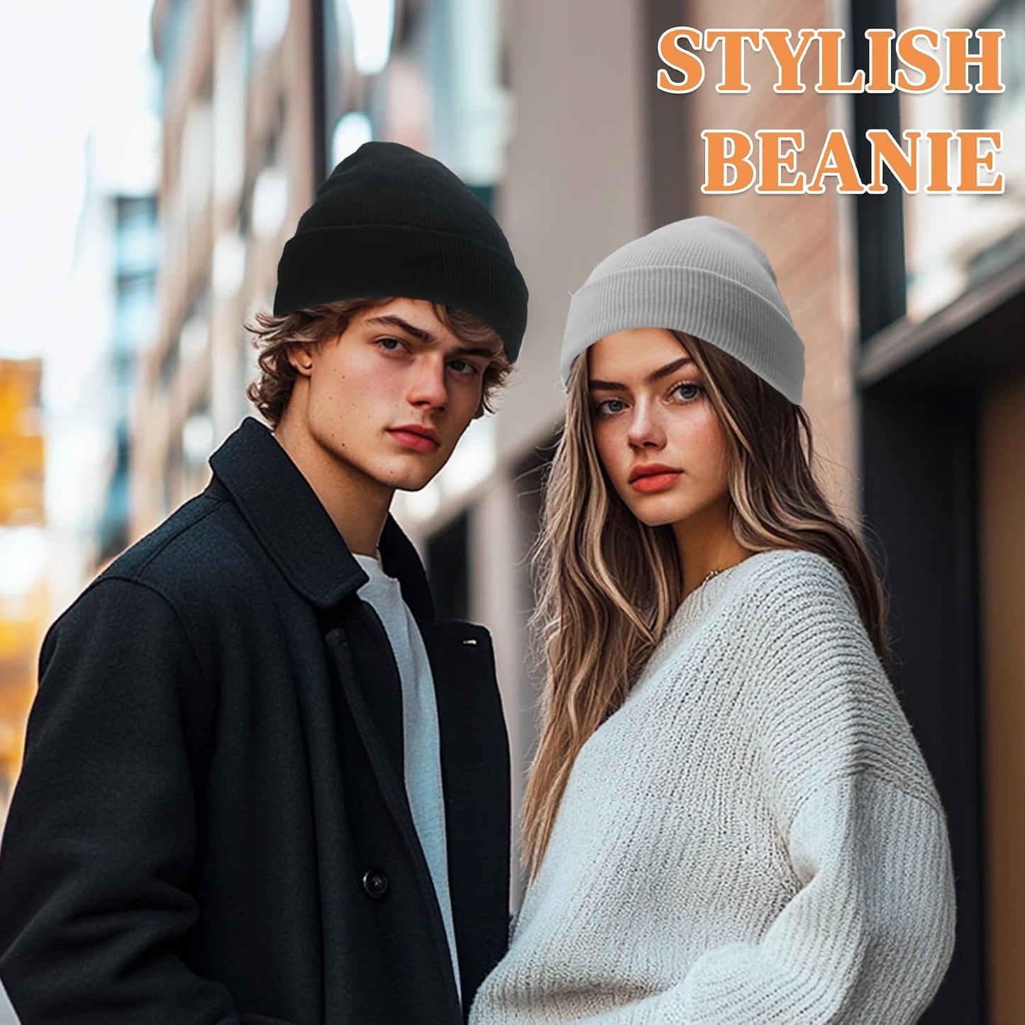 Beanie unisex tejido cuello elástico para invierno