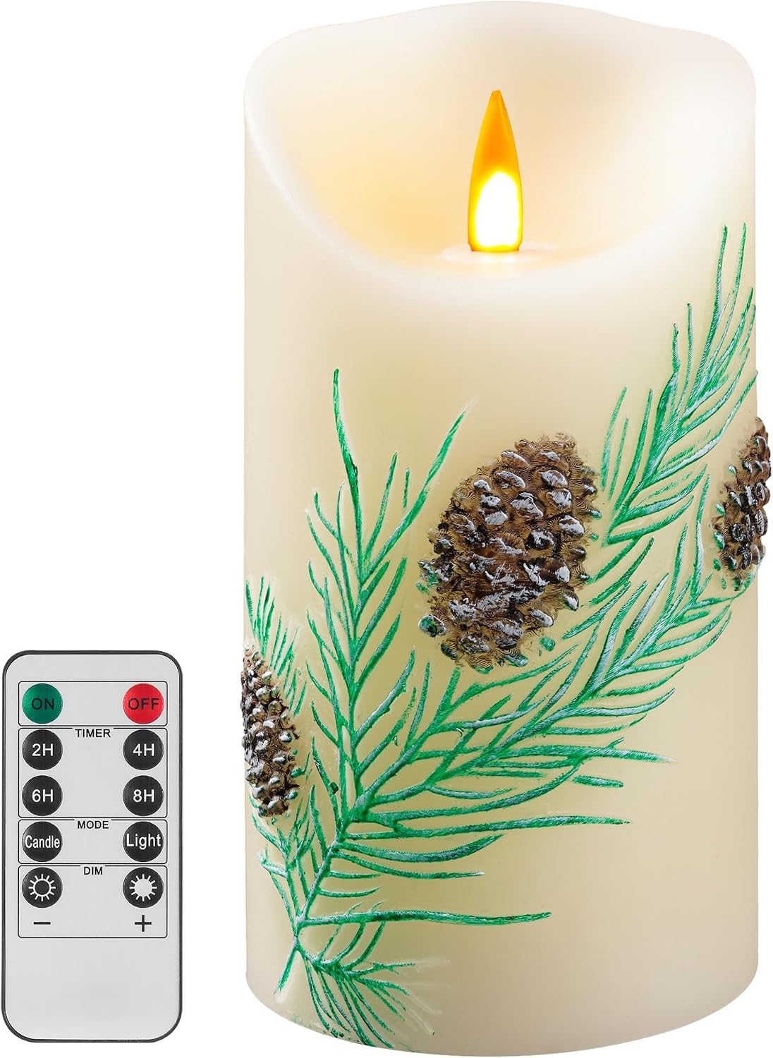Vela LED piña relieve llama parpadeante 3x6pulg