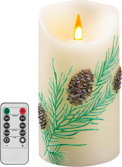 Vela LED piña relieve llama parpadeante 3x6pulg