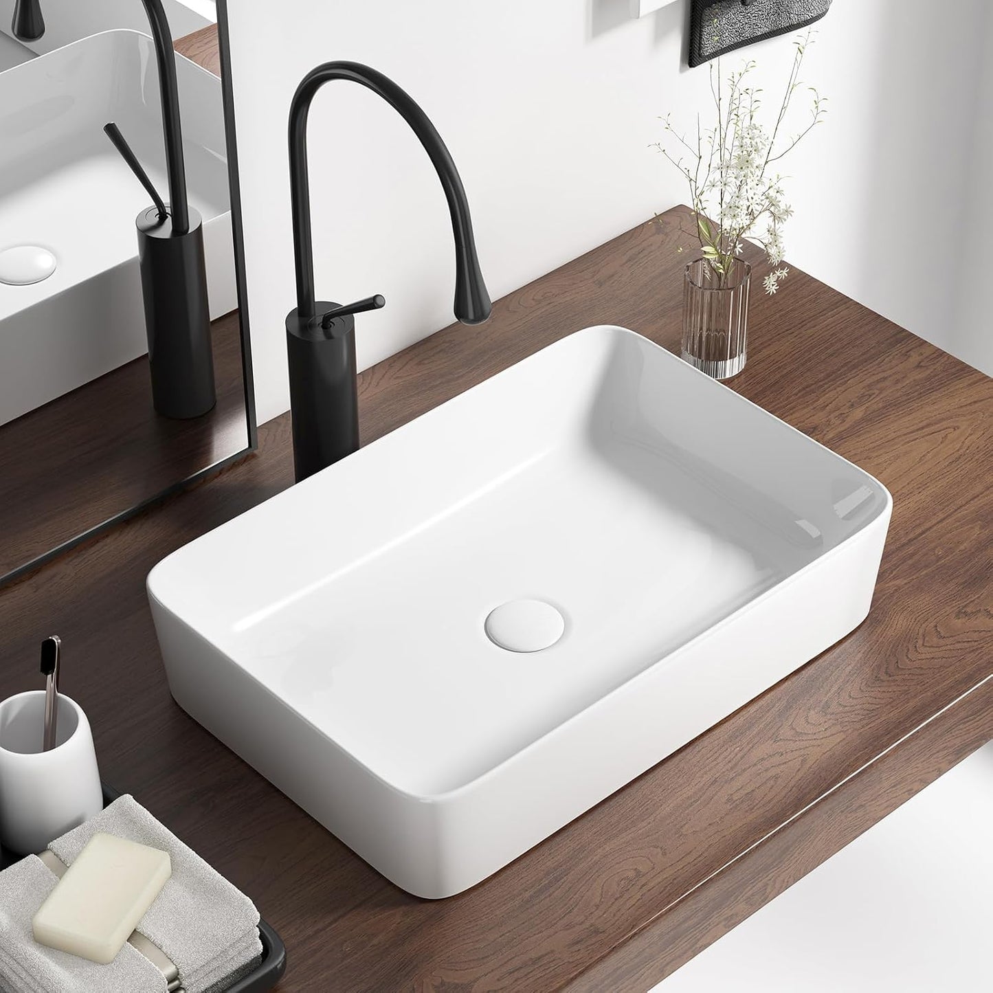 Fregadero baño 20pulg cerámica blanca 20x13.5pulg