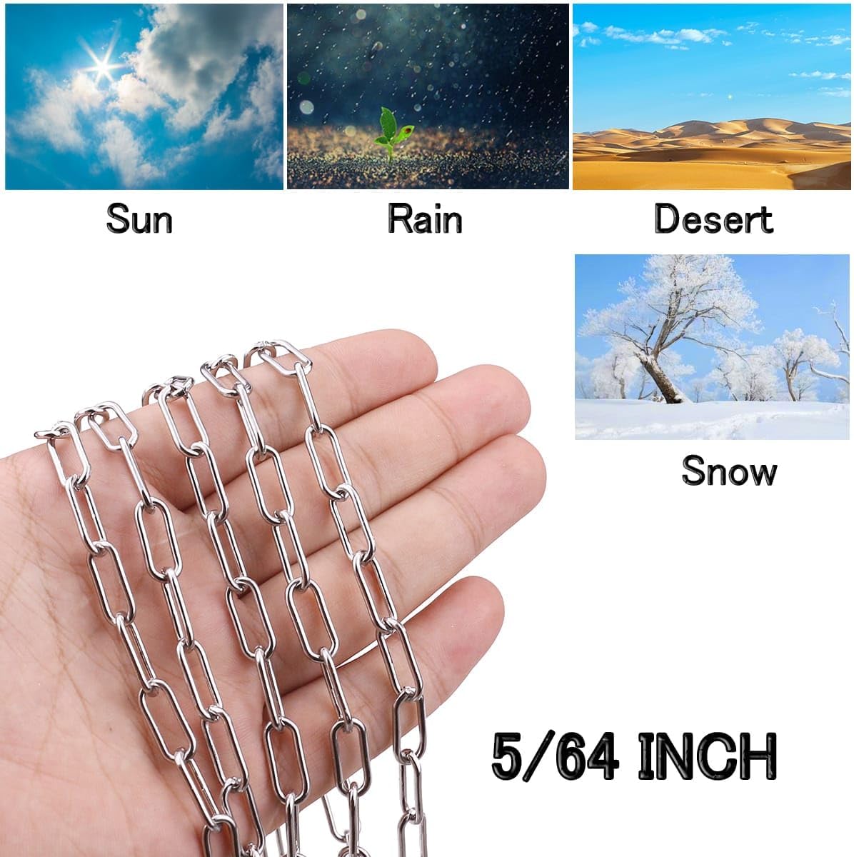 Cadena acero inox 5/64 pulg 13ft para hogar y campamento