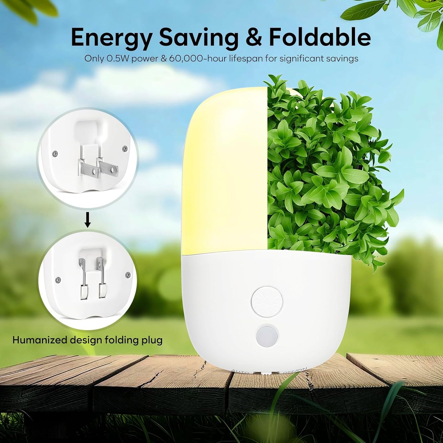 Luz Nocturna Led Enchufable 4 Pzas Sensor Anochecer 3 Brillo