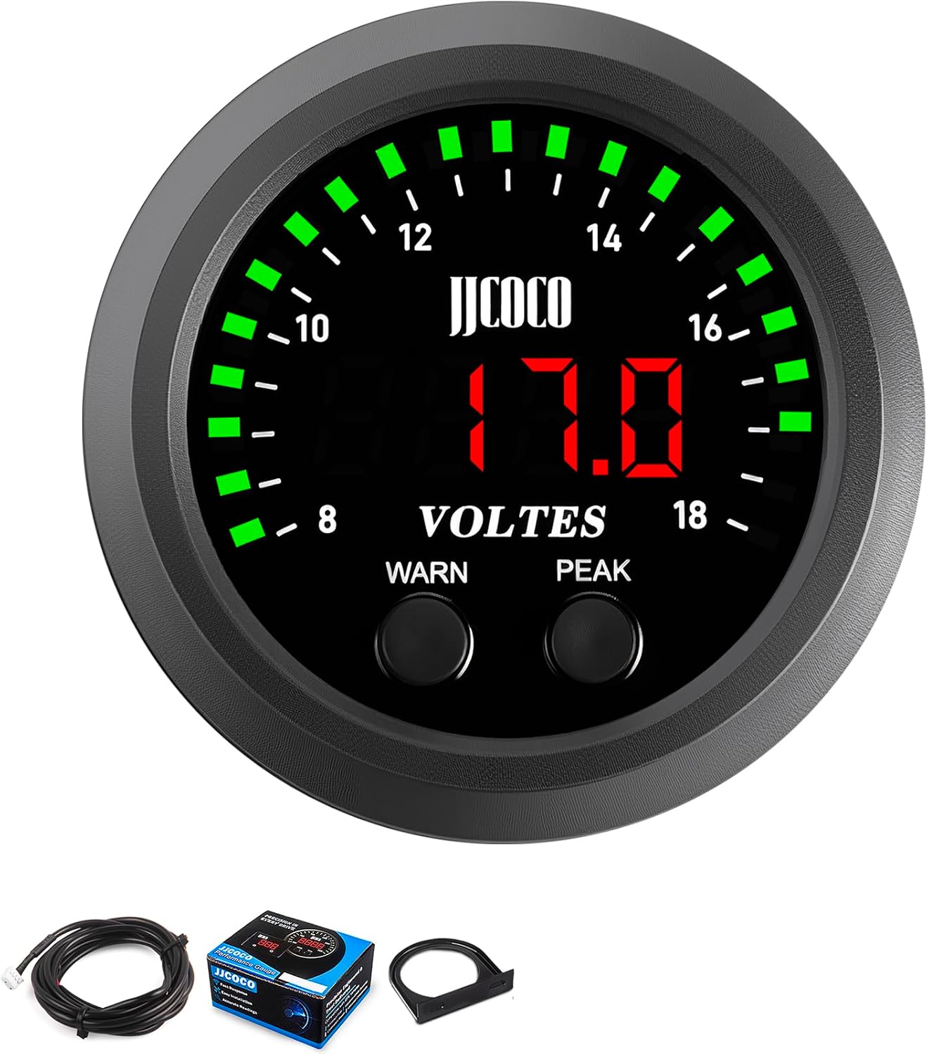 Medidor voltaje 8-18V con soporte coche camión 52mm