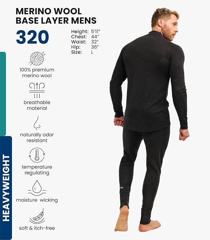 Conjunto ropa interior térmica lana merino hombre