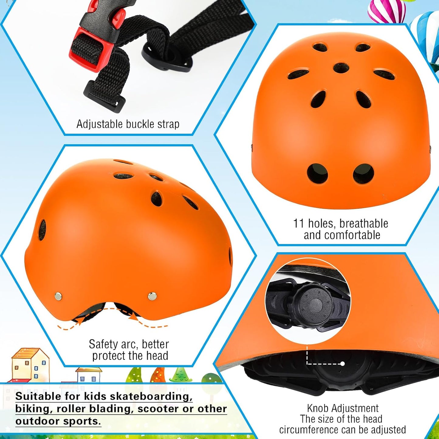 6 Cascos Bicicleta Niños 3-8 Años Ajustable CPSC