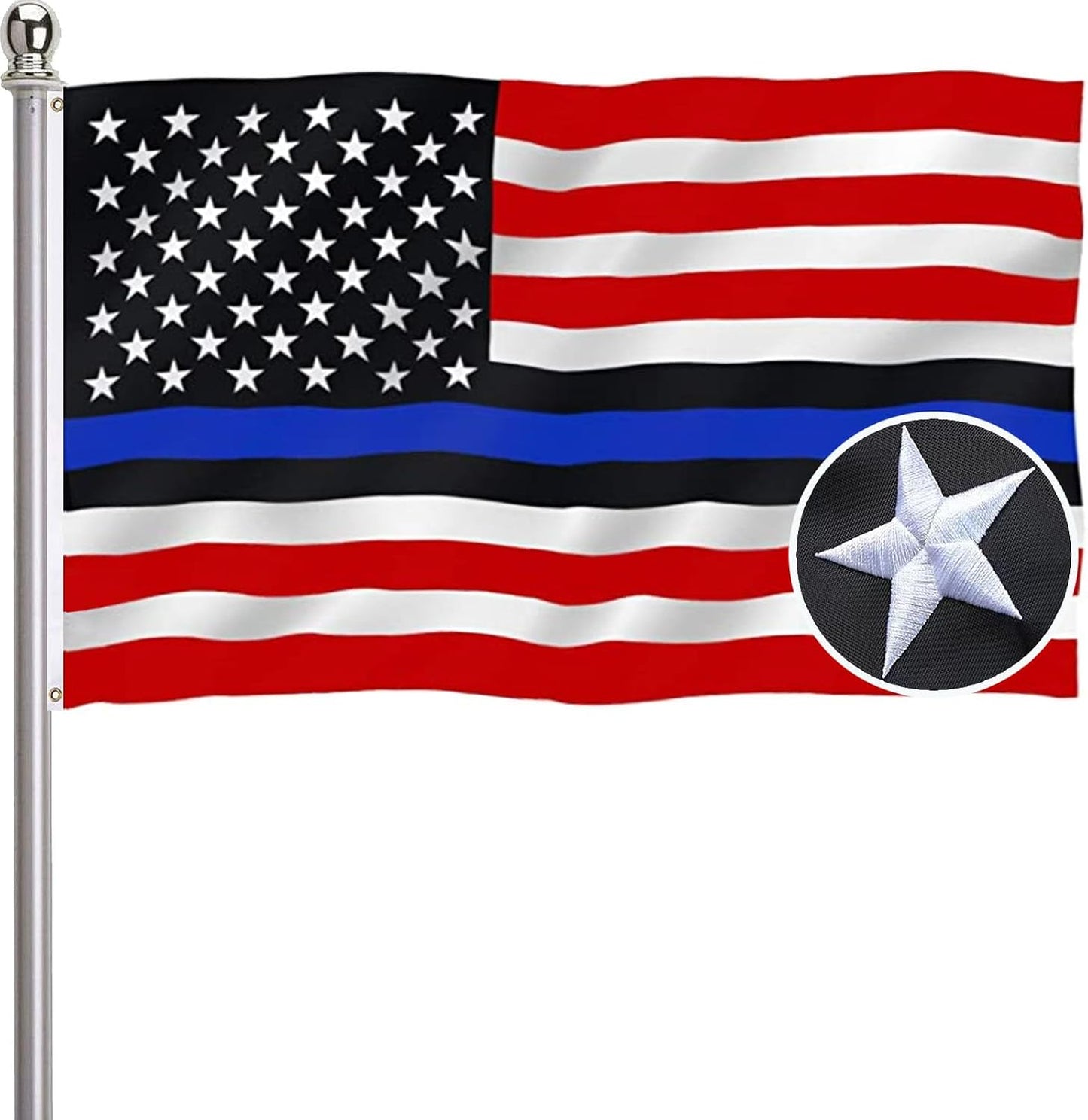 Bandera EE.UU. bordada 3x5 poliéster 210D con ojales latón
